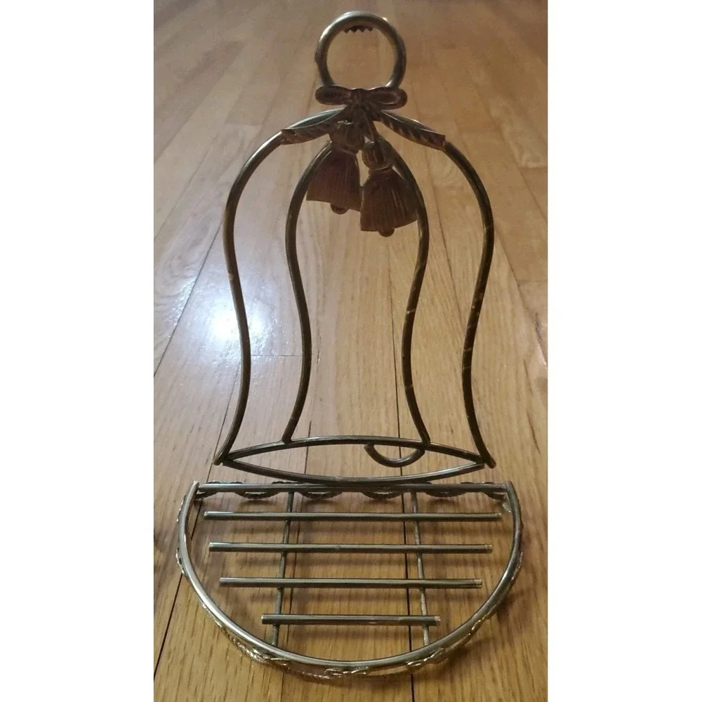 Set Of 2 Bell Shaped Metal Wall Shelf Gold Tone Vtg Home Interiors